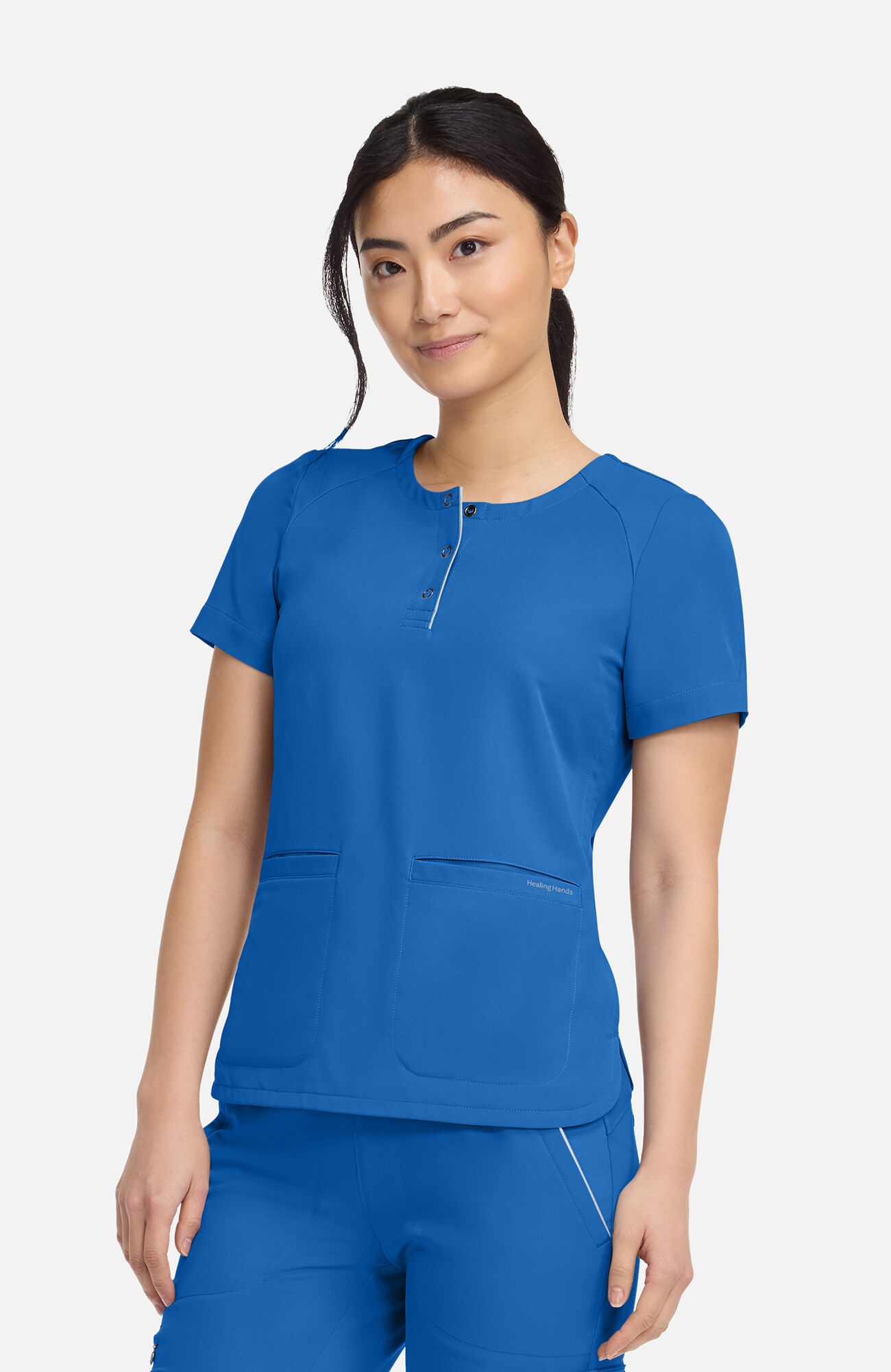 Women's Joy Henley Crew Neck Scrub Top, , large