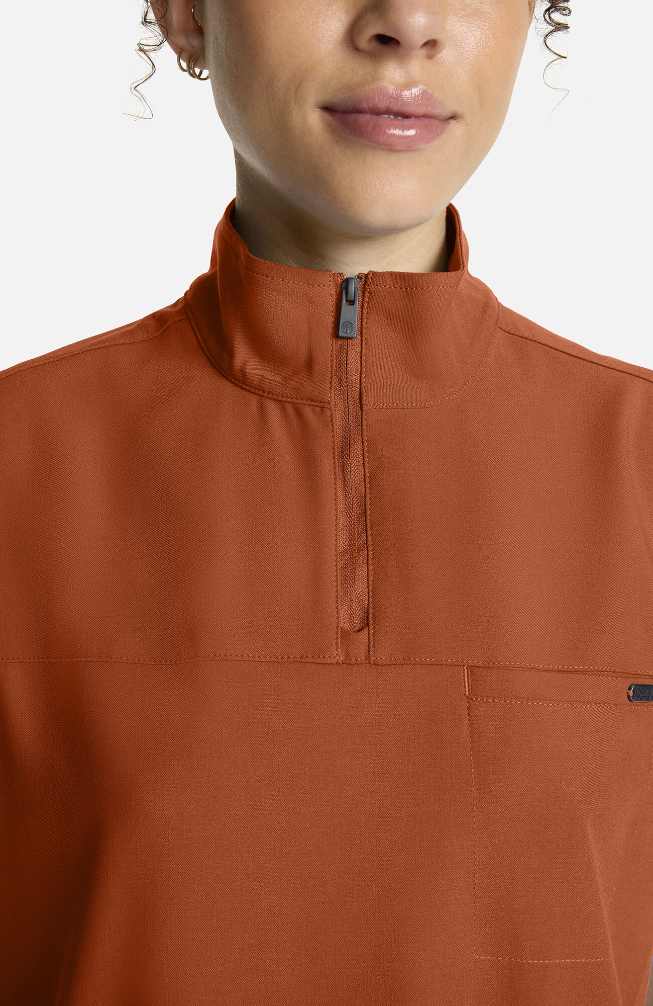 Women's Bella Quarter Zip Scrub Top, WAS Warm Sunrise | orange, large