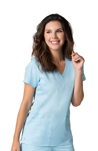 Women's COOLMAX V-Neck Mesh Panel Solid Scrub Top, Women's COOLMAX V-Neck Mesh Panel Solid Scrub Top