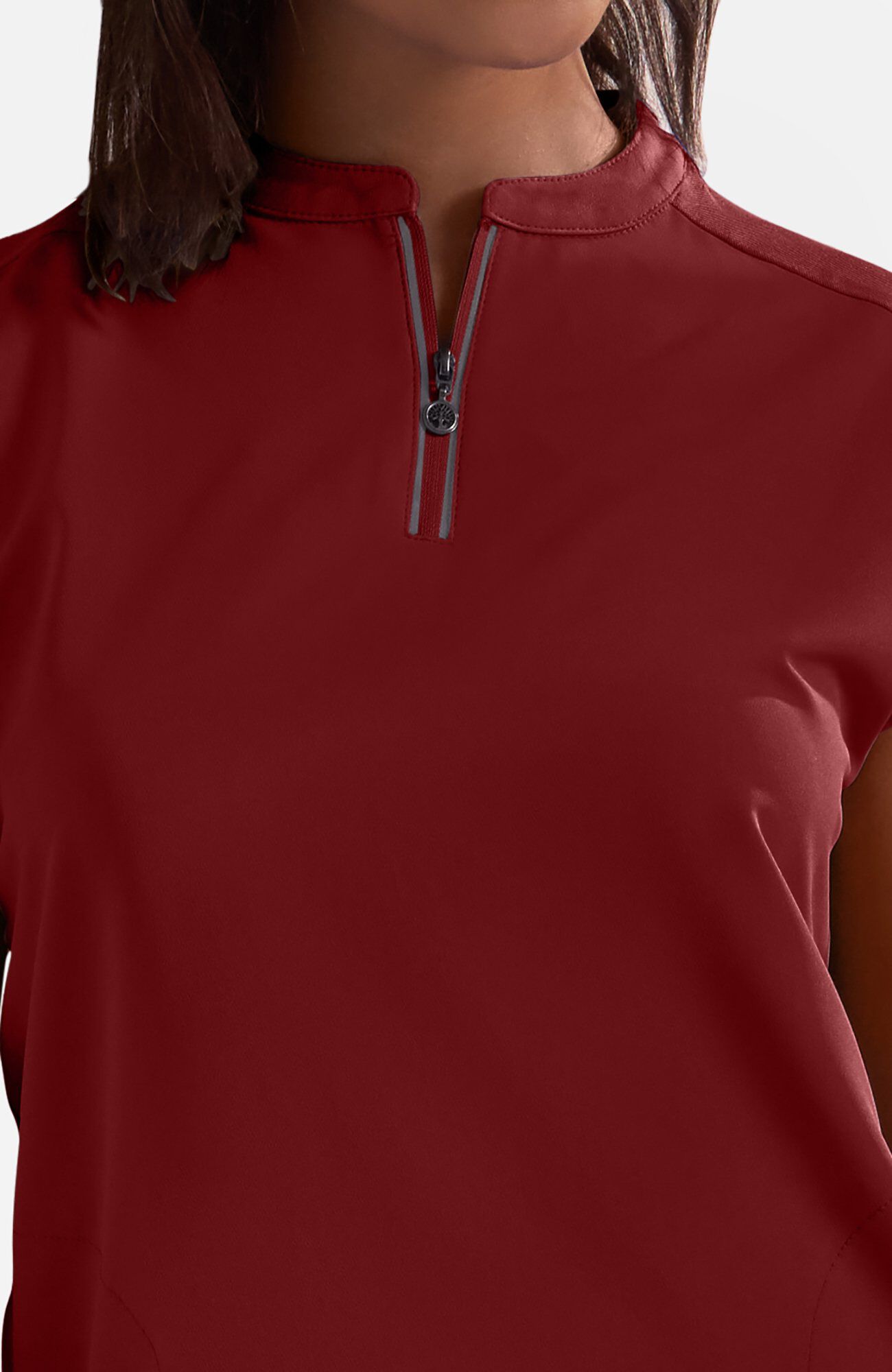 Women's Sonia Zip Y-Neck Scrub Top, GTR Garnet Red | red, large