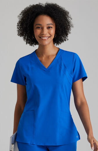 Women's Racer Solid Scrub Top, Women's Racer Solid Scrub Top
