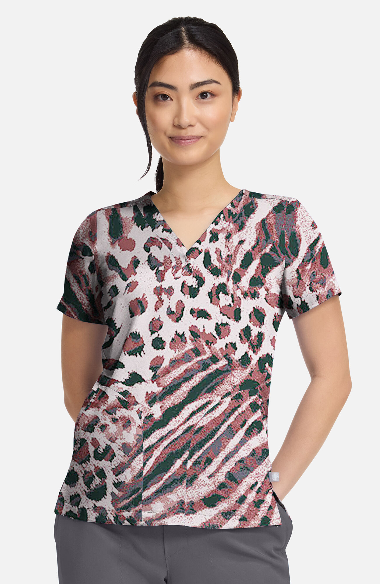 Women's Briana Cool Cattitude Print Scrub Top 