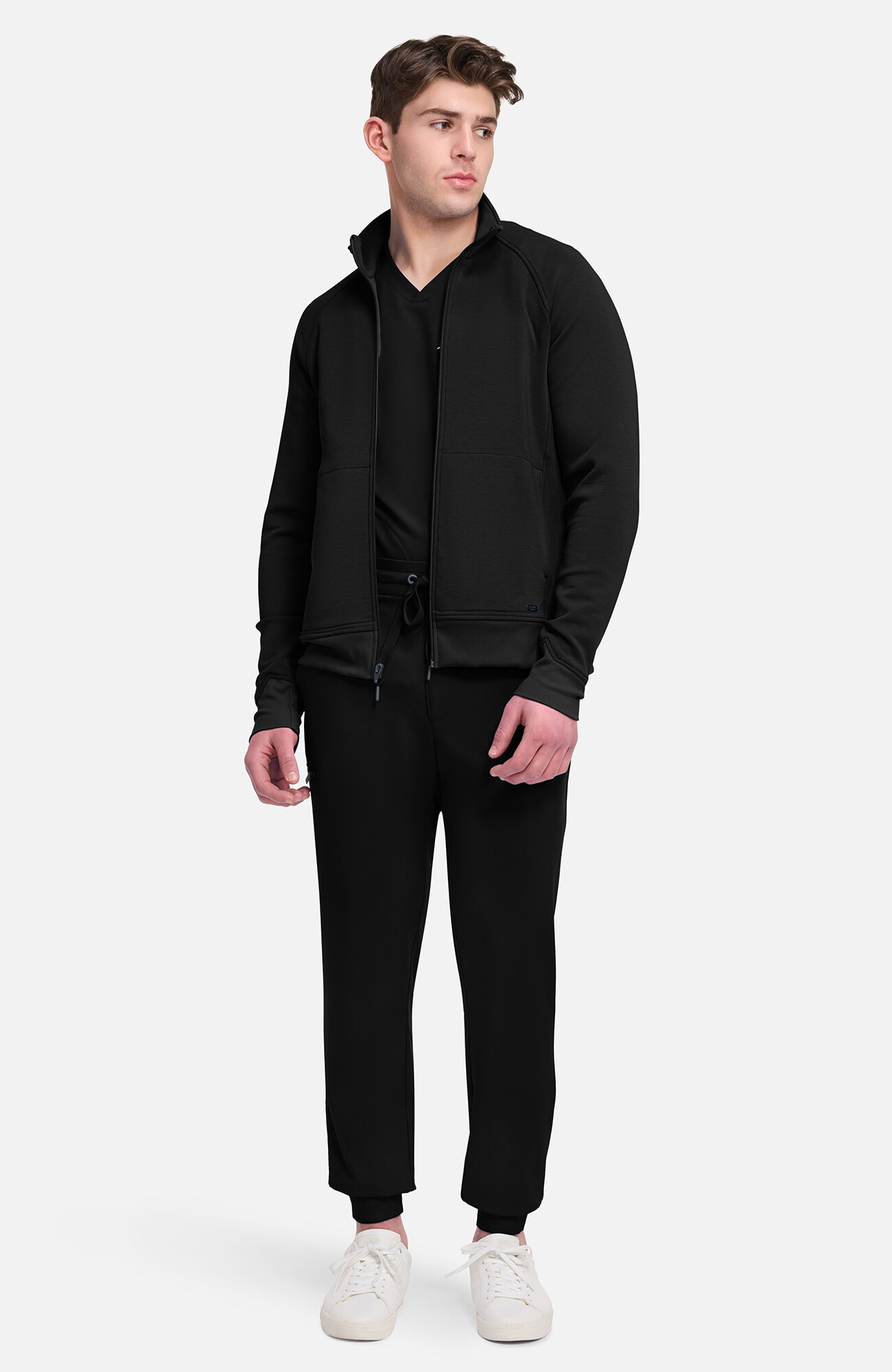 Men's Zip Front Raglan Knit Scrub Jacket