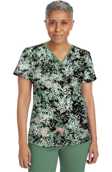 Clearance Purple Label by Healing Hands Women's Amanda Into The Woods Print  Scrub Top