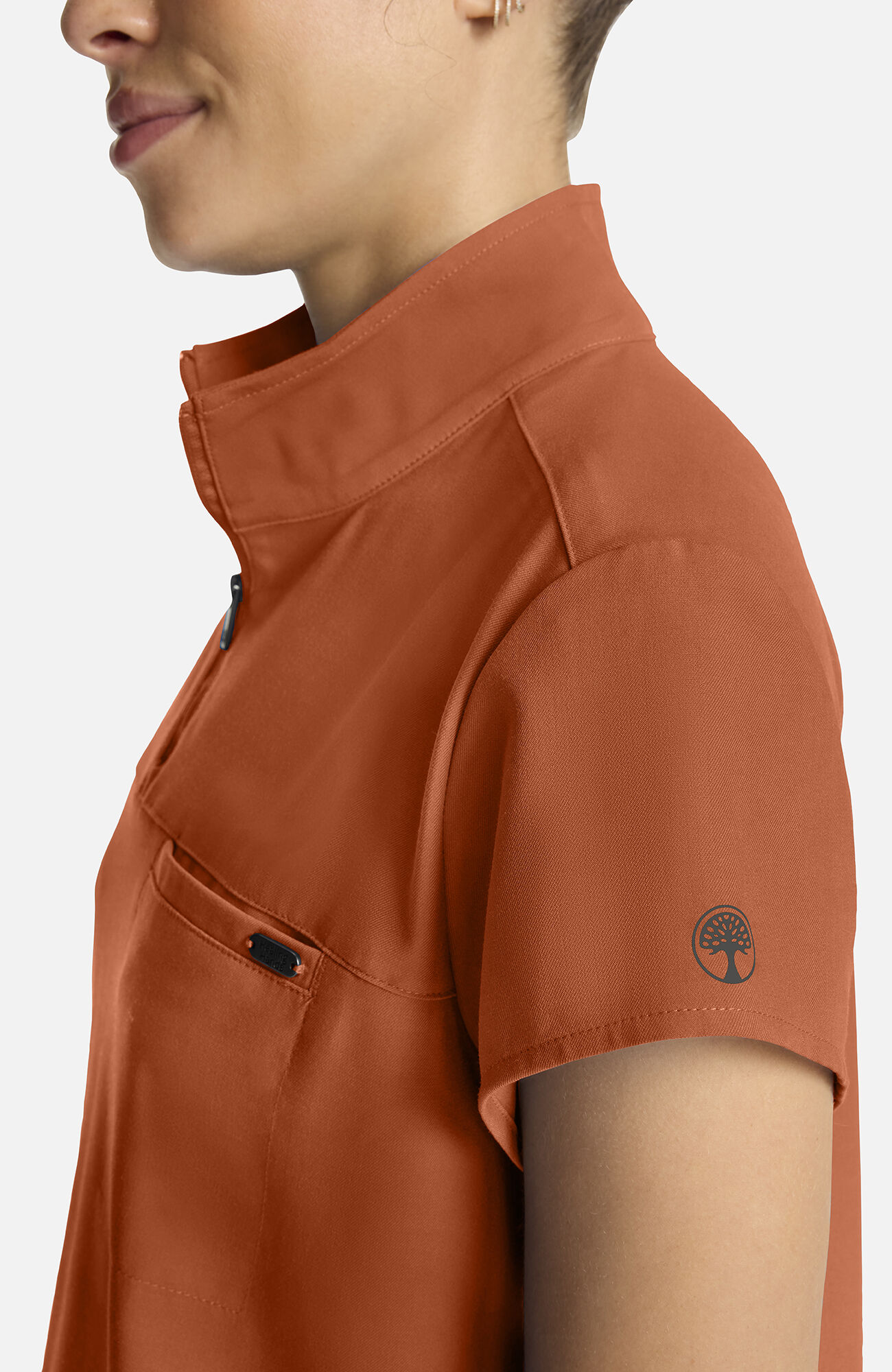 Women's Bella Quarter Zip Scrub Top, WAS Warm Sunrise | orange, large