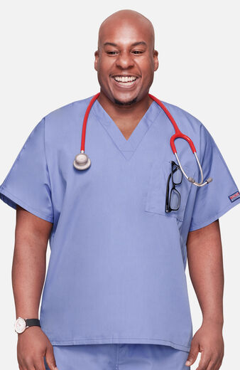 Unisex V-Neck 1-Pocket Solid Scrub Top, Unisex V-Neck 1-Pocket Solid Scrub Top