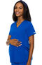 Women's Maternity 4 Way Stretch V-Neck Solid Scrub Top, , large