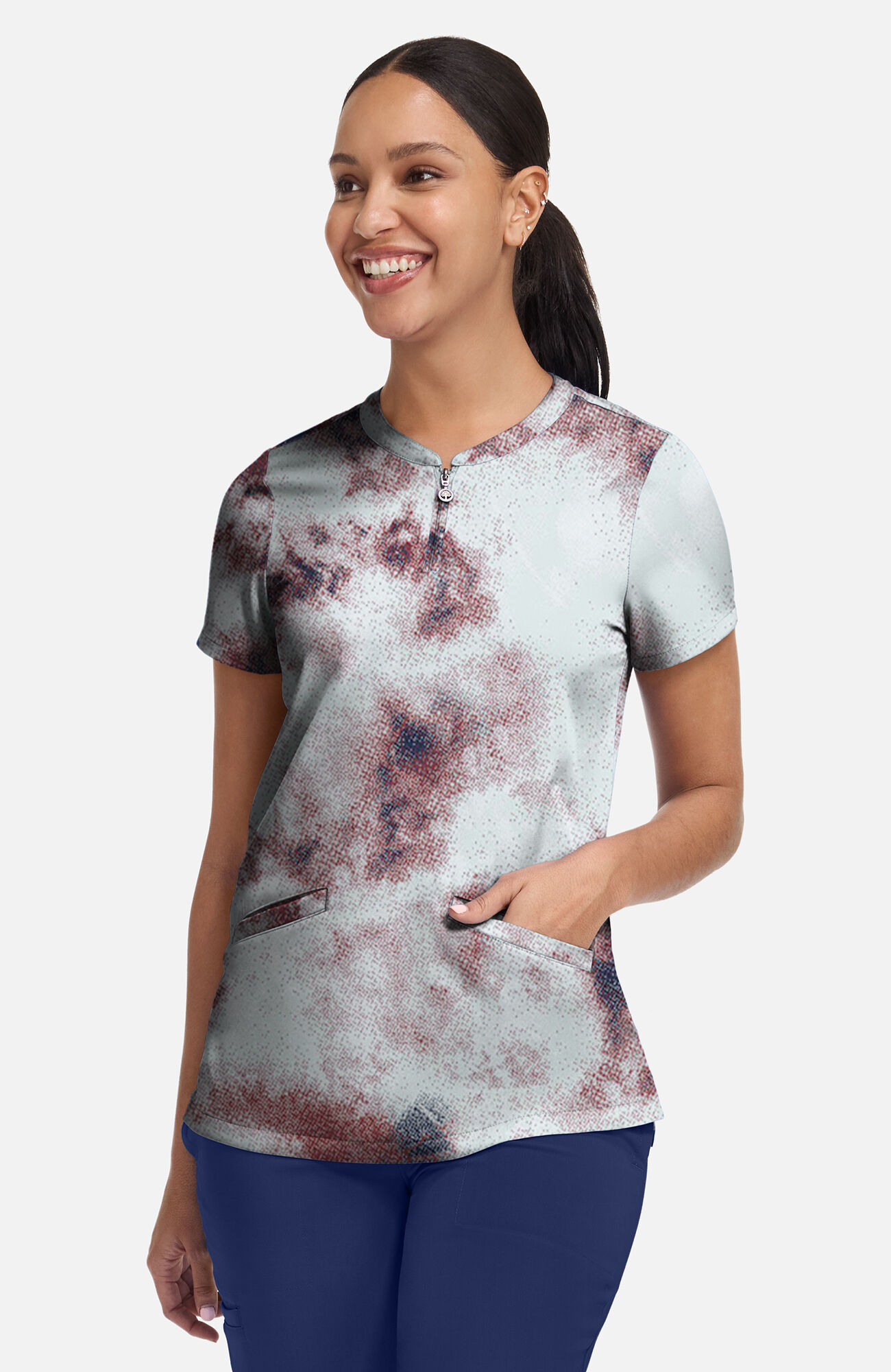 Women's Ivy Soft Fractures Print Scrub Top