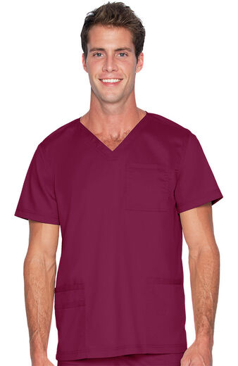 Men's V-Neck Chest Pocket Solid Scrub Top, Men's V-Neck Chest Pocket Solid Scrub Top