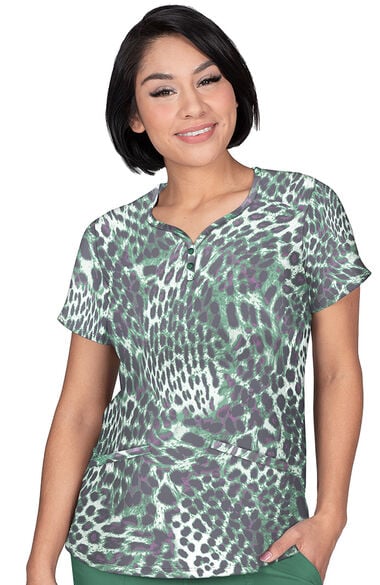 Clearance Women's Isabel Faux Fur Print Scrub Top, , large