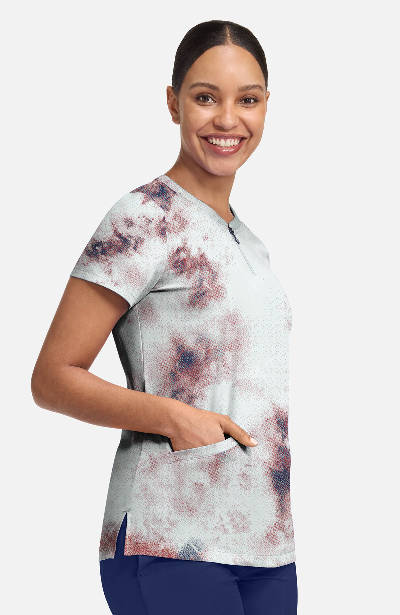 Women's Ivy Soft Fractures Print Scrub Top, , large