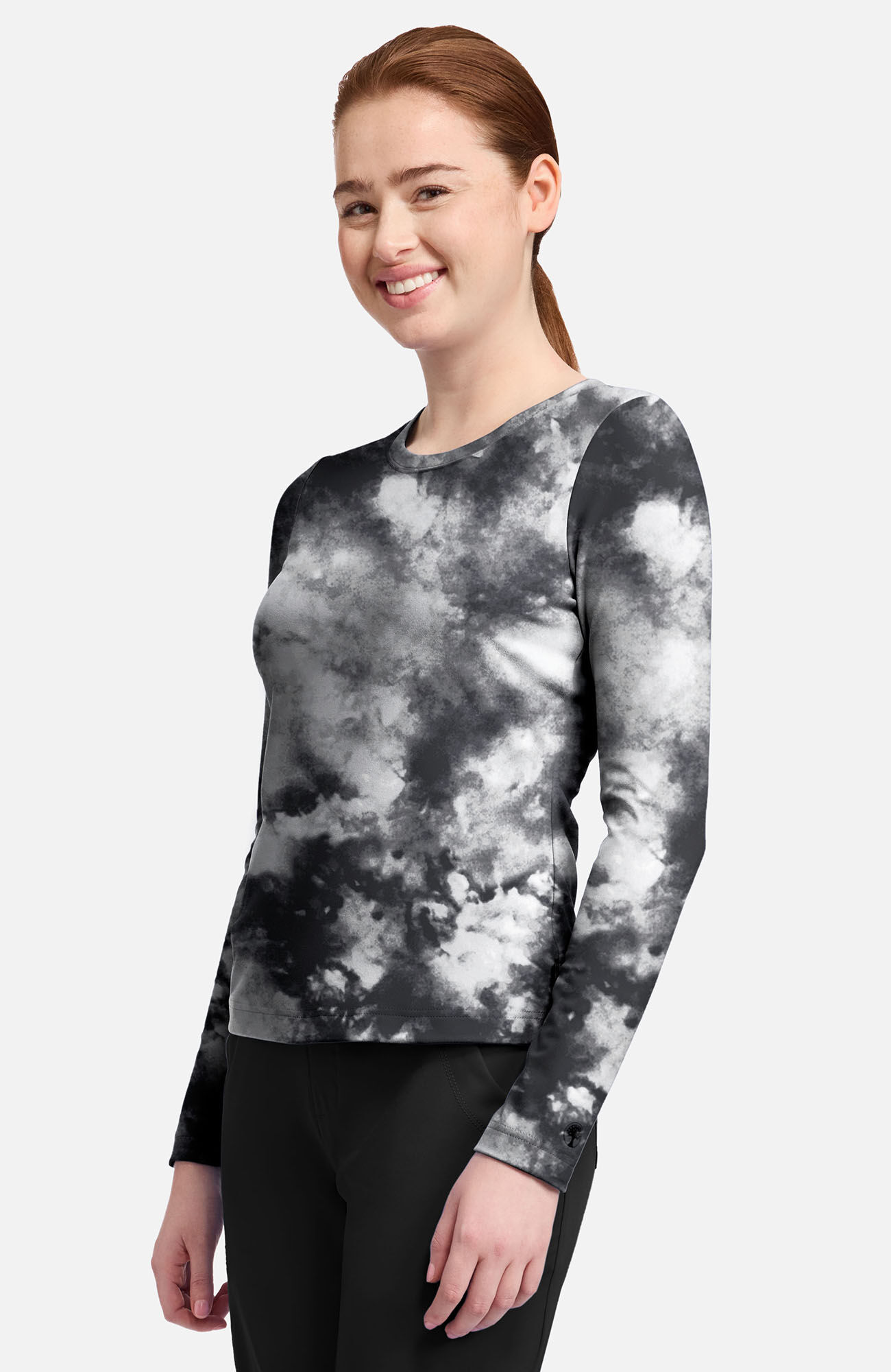 Women's Melissa Tie-Dye Print Underscrub Tee, TDB Tie Dye Black | black, large