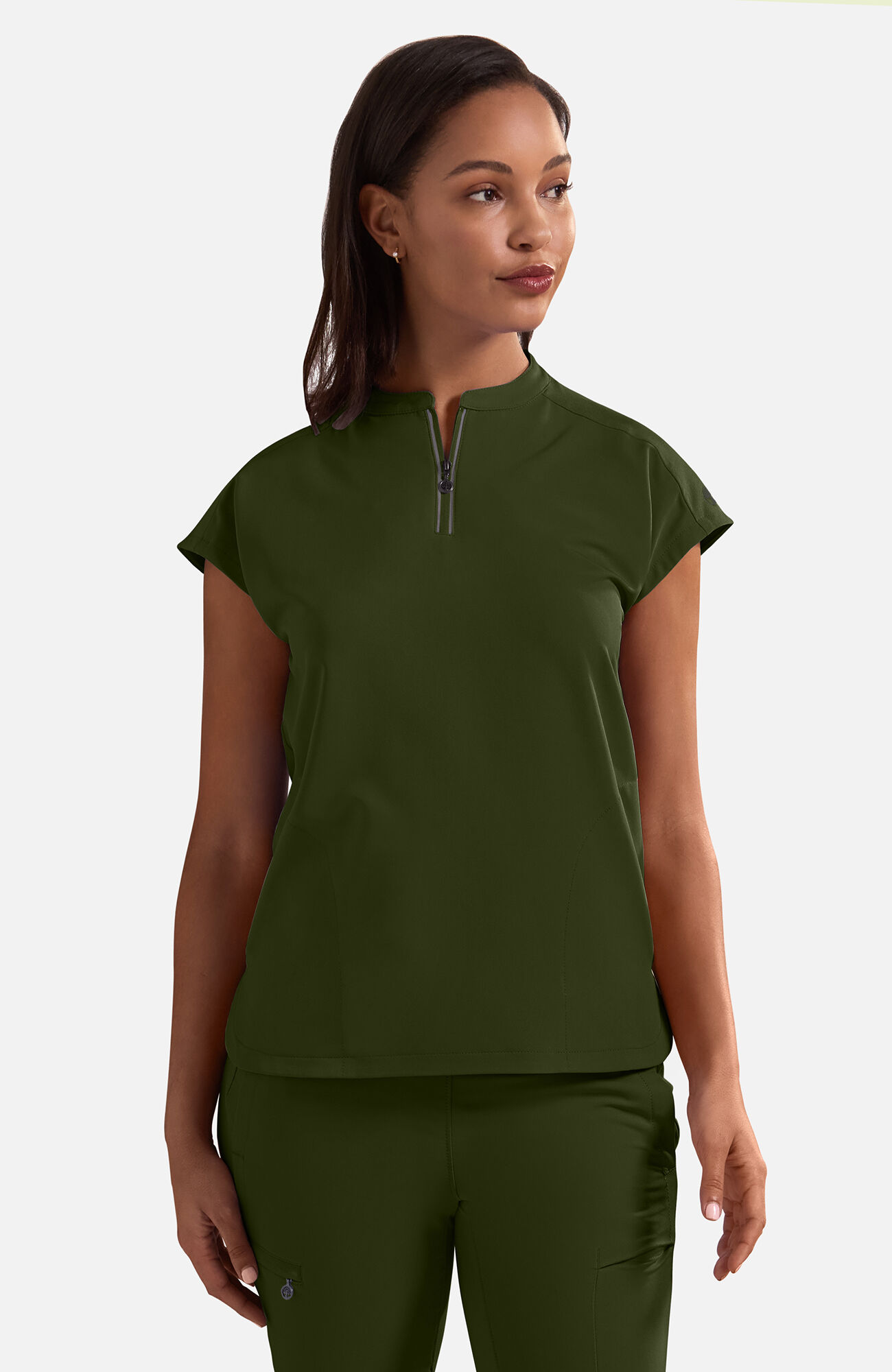 Women's Sonia Zip Y-Neck Scrub Top, , large