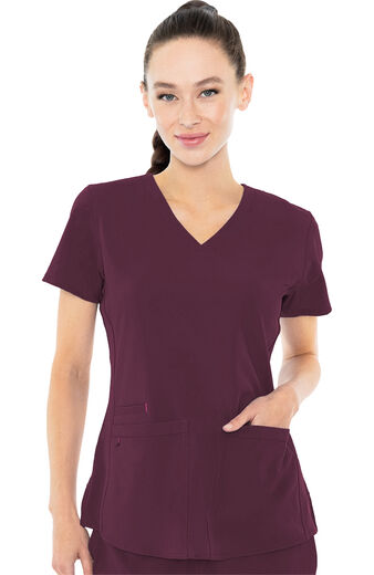 Women's Serena V-Neck Racerback Shirttail Solid Scrub Top, Women's Serena V-Neck Racerback Shirttail Solid Scrub Top