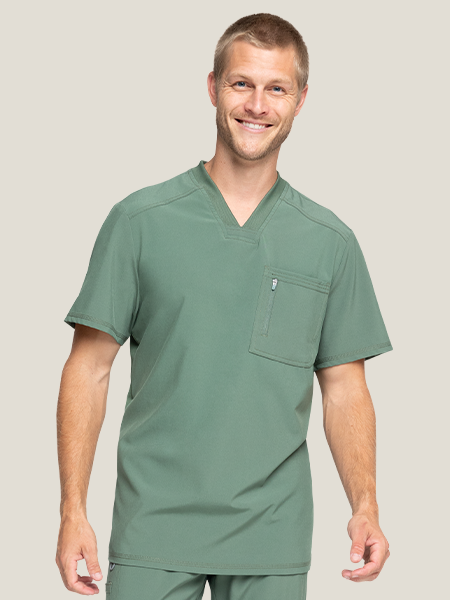 shop infinity by cherokee men's v-neck knit panel solid scrub top
