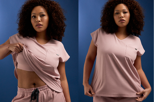Built-In Bra Scrub Tops vs. Sports Bras