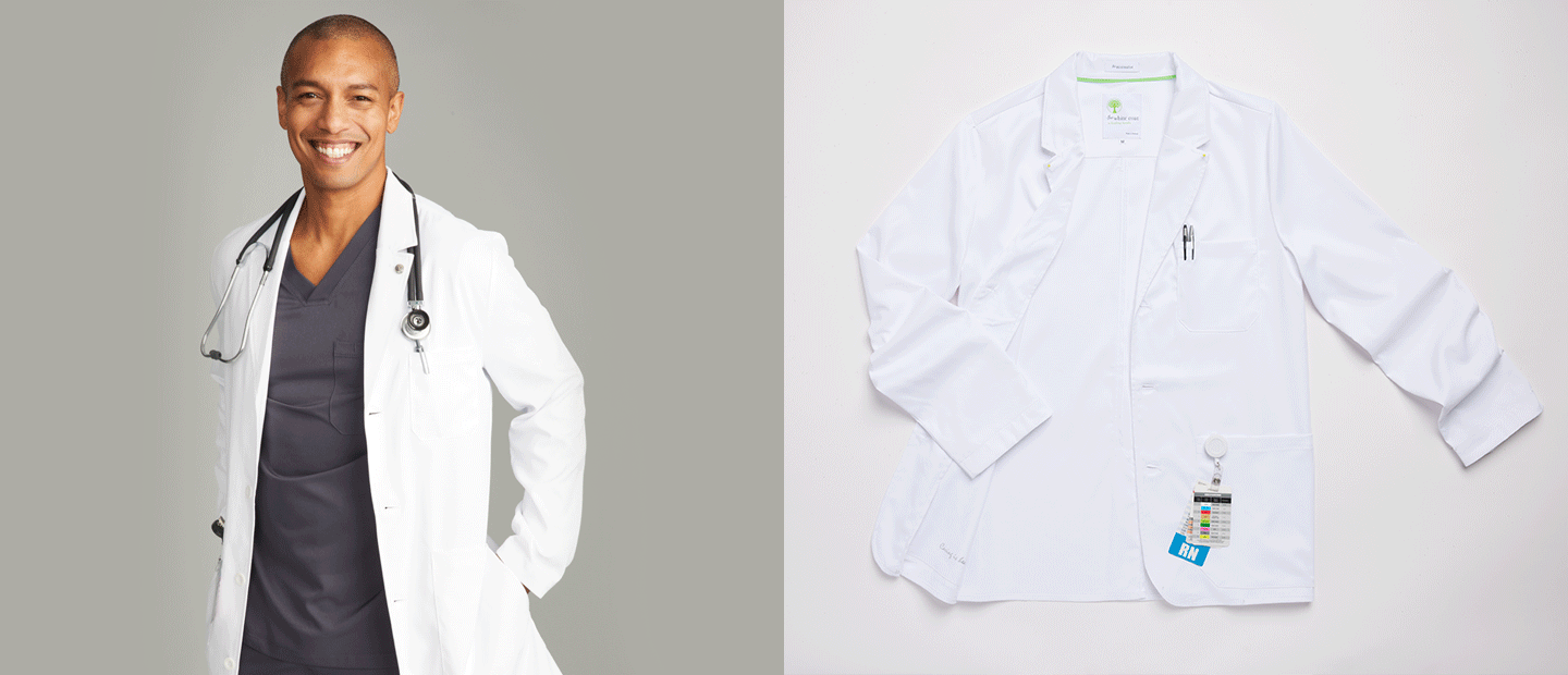 comfortable lab coats in lengths to suit your style.