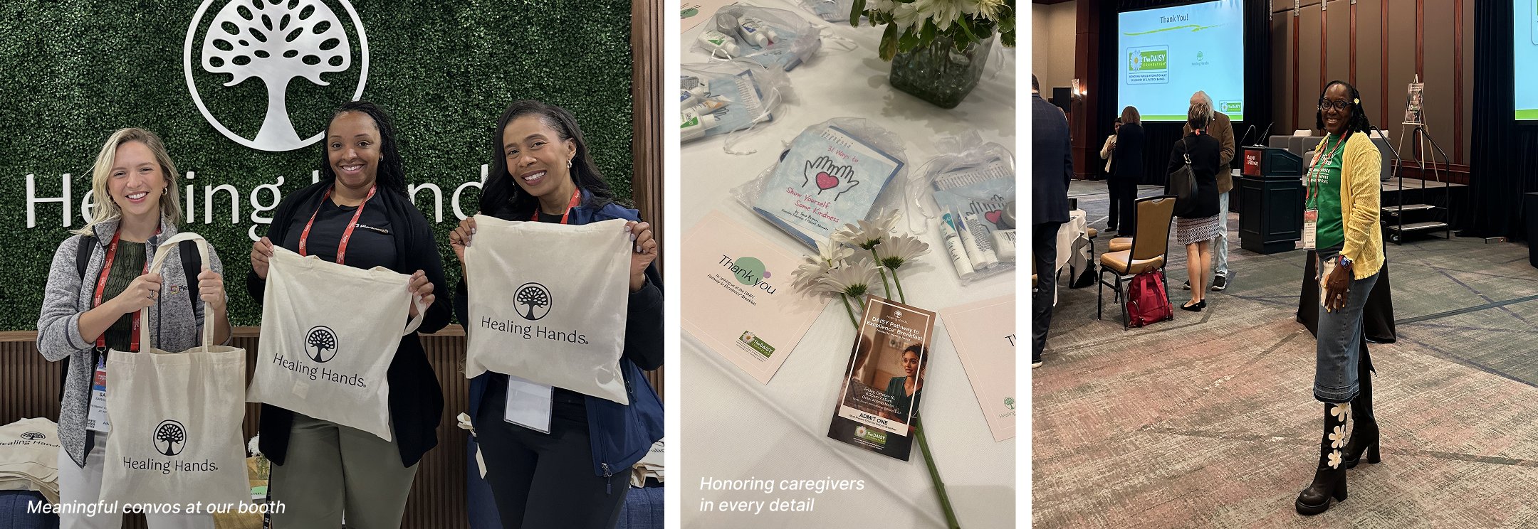 Meaningful convos at our booth. Honoring caregivers in every detail.