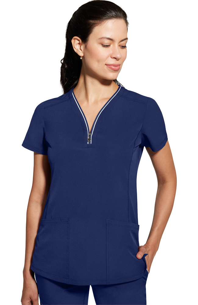 Women's Scrub Set: Sonia Zip Y-Neck Top & Nisha Knit Waistband