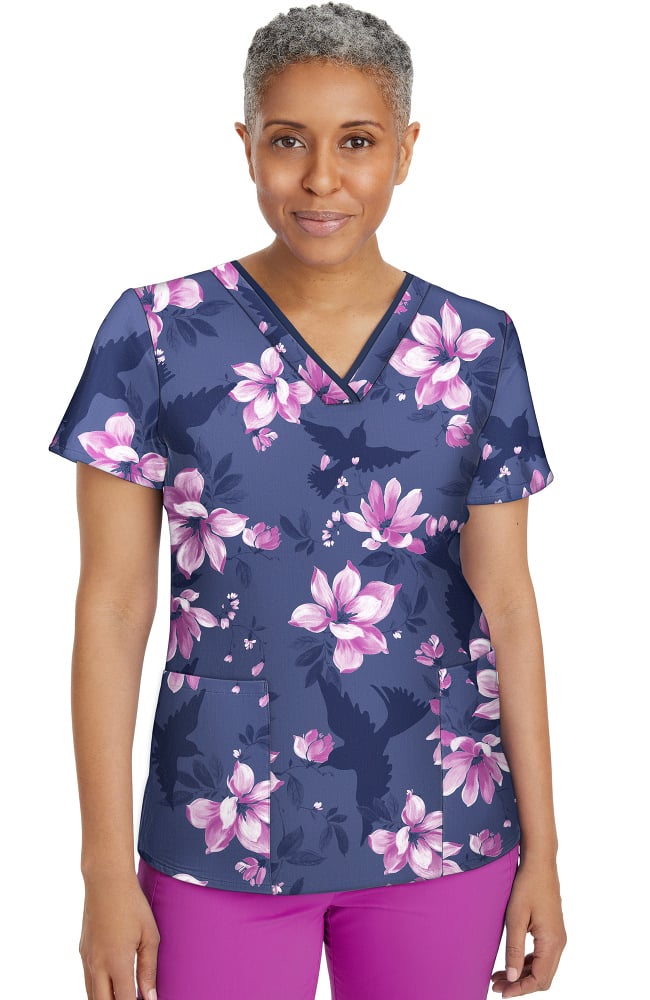 Clearance Purple Label by Healing Hands Women's Amanda Nature Lover Print  Scrub Top