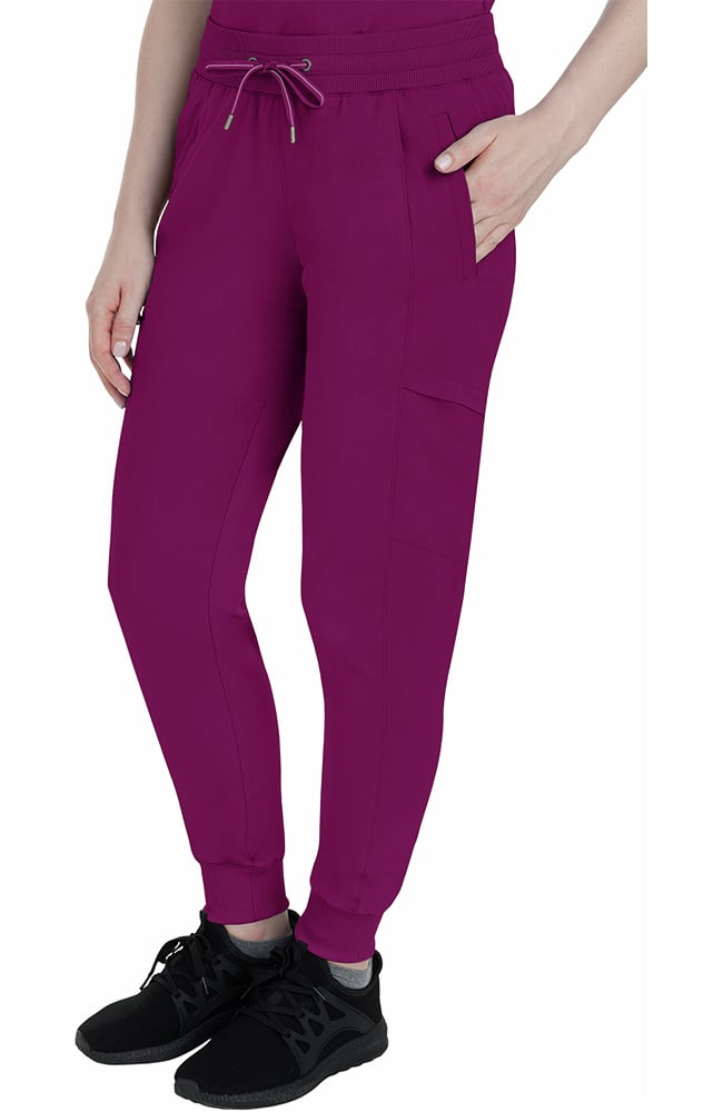 Healing Hands Women's Jogger Scrub Pants – 6 Pocket Stretch Yoga Knit Waist, Purple Label