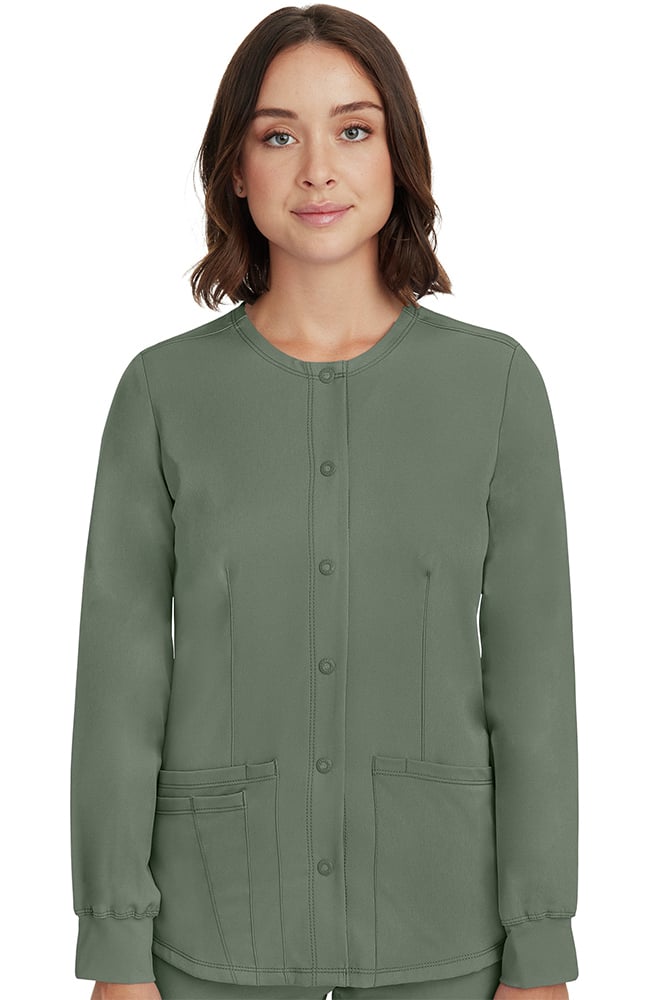 HH Works by Healing Hands Women's Megan Button Front Solid Scrub Jacket
