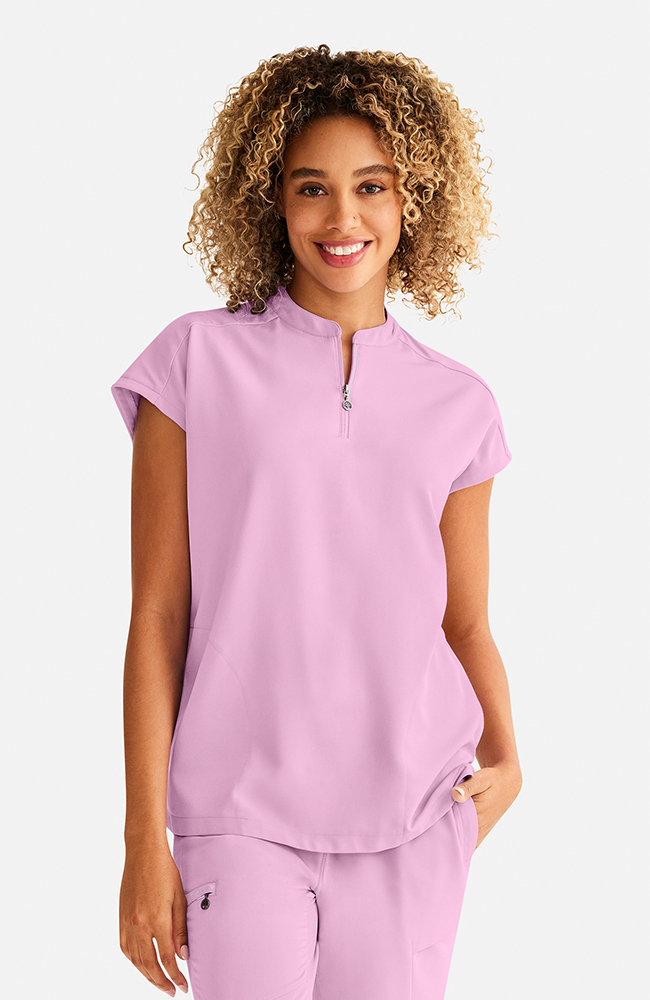 Women's Sandy Zip Mandarin Collar Scrub Top | Healing Hands