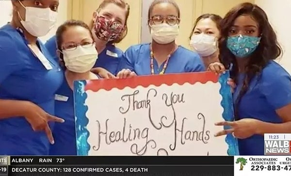 WALB Article Fashion house, Healing Hands donates scrubs to Phoebe nurses