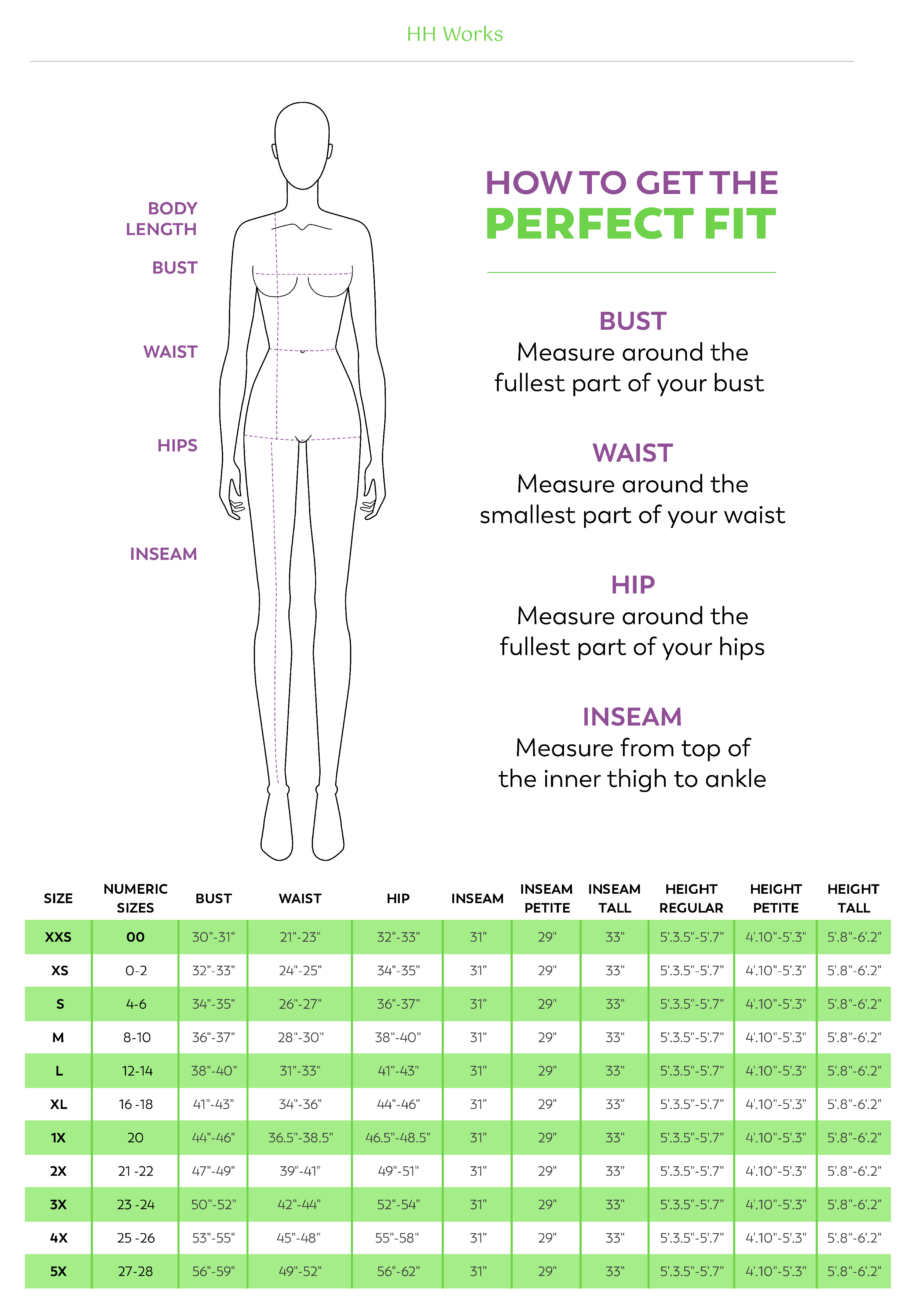 Women Size Chart for HH360